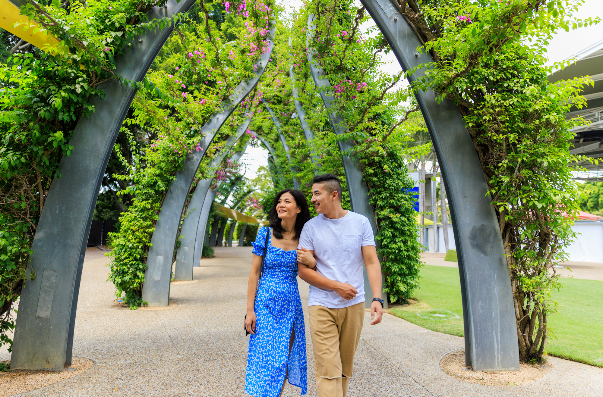 Couple walking in South Bank parklands
